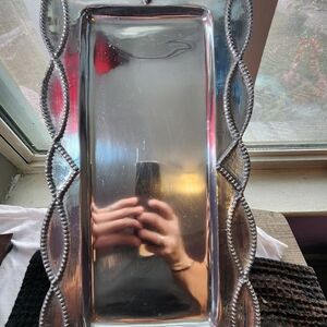 Mud pie &Beau metal hostess tray silver